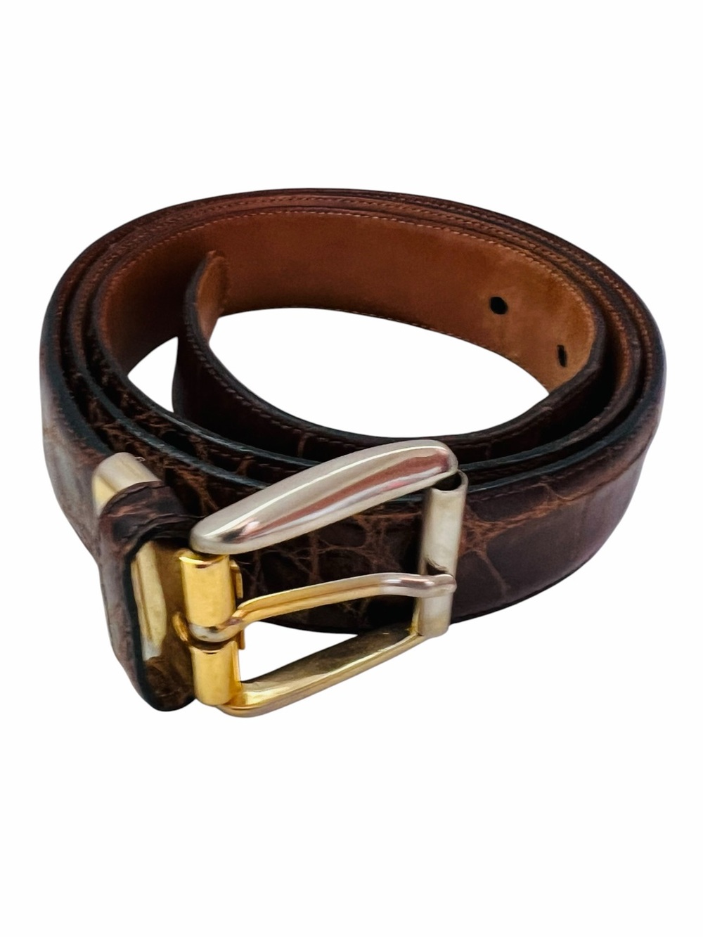 Genuine Alligator Classic Brown Leather Men’s Belt